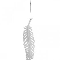 Article Lot de 12 Plumes Décoratives à Suspendre Blanches avec Paillettes 19 cm