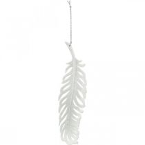 Article Plumes à accrocher, décoration de sapin de Noël, plumes décoratives à paillettes, mariage blanc L19cm 12pcs