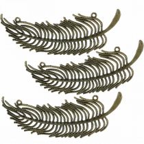 Article Plumes décoratives, pendentifs bijoux, plumes en métal, décoration à disperser couleur bronze L8cm 10 pcs