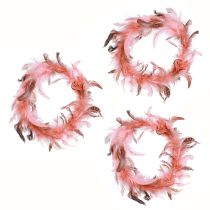 Article Couronne de plumes en décoration de plumes de faisan en rose Ø20cm 3 pièces
