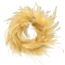 Article Couronne de plumes jaune petit Ø11cm vraies plumes décoration guirlande décoration pâques