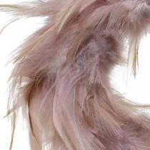 Couronne de plumes petite rose, brun-rouge Ø10.5cm Décoration de Pâques vraies plumes