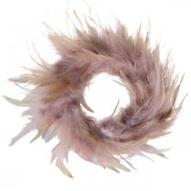 Couronne de plumes petite rose, brun-rouge Ø10.5cm Décoration de Pâques vraies plumes
