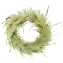 Couronne de plumes déco verte Ø16cm véritable couronne de plumes décoration printanière