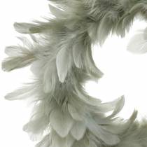 Couronne de plumes déco Pâques grise Ø16.5cm vraies plumes