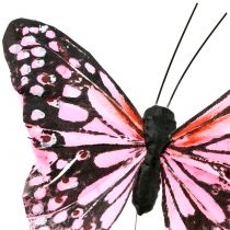 Papillon rose sur fil de fer 11 cm 12 p.