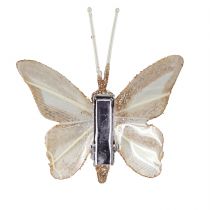 Article Papillons plumes sur clip or blanc 5cmx4,5cm 4 pcs