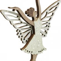 Bouchon fleur fée, printemps, elfe dansant, bouchon plante nature, argent, blanc 6pcs