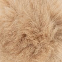 Article Boule décorative à suspendre en fausse fourrure blanche et beige 7 cm – Lot de 6