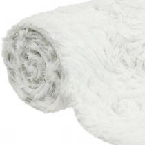 Chemin de table, fausse fourrure blanc, chemin de table, fourrure décorative 15×200cm