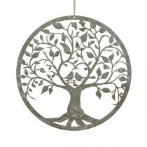 Ressort de décoration de fenêtre, décoration à suspendre arbre en métal gris Ø25cm 2pcs