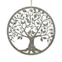 Ressort de décoration de fenêtre, décoration à suspendre arbre en métal gris Ø25cm 2pcs
