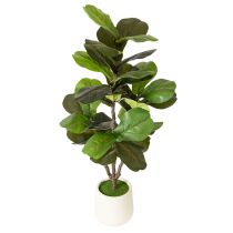 Article Ficus lyrata artificiel 120 cm en textile et plastique, vert, pour décoration intérieure