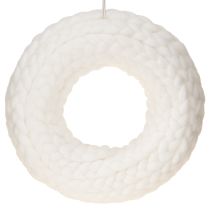 Article Couronne décorative en laine feutrée blanche à suspendre Ø25cm