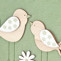 Article Coeur en feutre à suspendre Oiseau Vert Naturel 17x21cm 6 pcs