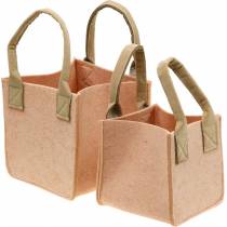 Jardinière en feutre sac en feutre rose avec poignées décoration feutre lot de 2