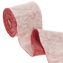Article Ruban en feutrine, 100 % laine, bicolore, pour dessous de plat, ruban en feutrine blanc/rouge, 15 cm x 5 m