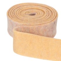 Article Ruban de feutrine bicolore en pure laine, orange/multicolore, 7,5 cm de large, 5 m de long.