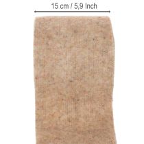 Article Bande de feutre de laine bicolore brun et blanc, 15 cm x 5 m, pour décoration de pots