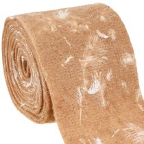 Article Ruban en feutre ruban de laine tissu décoratif plumes marron feutre de laine 15cm 5m