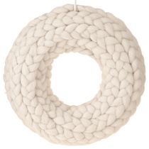 Article Couronne décorative en feutre tressé beige à suspendre Ø25cm