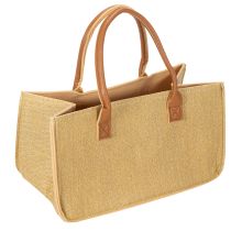 Article Sac en feutre imitation osier 50x25x25 cm avec anses en cuir synthétique