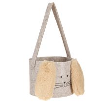 Article Sac en Feutrine Décoration Lapin en Gris Marron Ø13,5cm 3 pcs