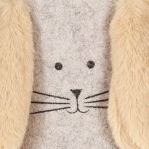 Article Sac en Feutrine Décoration Lapin en Gris Marron Ø13,5cm 3 pcs