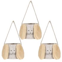 Article Sac en Feutrine Décoration Lapin en Gris Marron Ø13,5cm 3 pcs