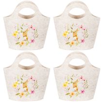 Article Sac en feutrine avec un adorable lapin de Pâques, idéal pour le printemps et l'été, 27 cm, lot de 4
