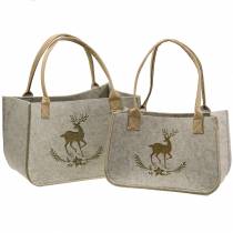 Sac en feutre nature avec motif cerf 2-set