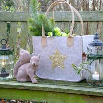 Sac en feutre avec paillettes étoiles nature set de 2