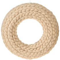 Article Couronne décorative en feutre de laine marron clair à suspendre Ø30cm L4cm