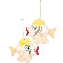 Article Lot de 2 décorations en verre en forme de poissons pour sapin - 9,5 cm