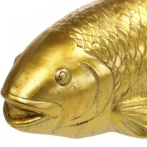 Poisson déco à poser, sculpture poisson polyrésine doré grand L25cm