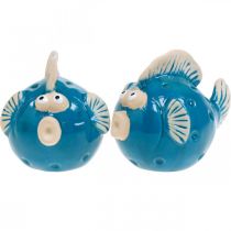 Poisson en céramique, maritime, poisson décoratif bleu L11.5 4pcs