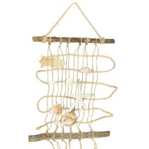 Article Filet de pêche en jute avec coquillages, décoration murale maritime 25×55cm
