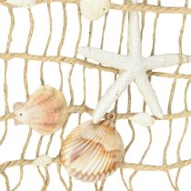 Article Filet de pêche en jute avec coquillages, décoration murale maritime 25×55cm