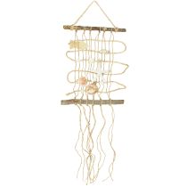 Article Filet de pêche en jute avec coquillages, décoration murale maritime 25×55cm