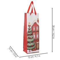 Article Sachet Cadeau Bouteille Motifs Noël Maison Sapin 36cm Lot de 2
