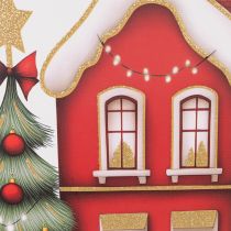 Article Sachet Cadeau Bouteille Motifs Noël Maison Sapin 36cm Lot de 2