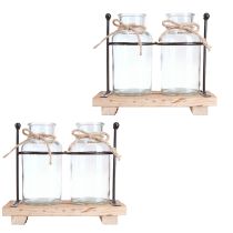 Article Vase à bouteilles bouteilles décoratives verre bois 23x12x19,5cm 2pcs