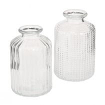 Article Vase bouteille en verre mini vases avec décor rétro H9cm 4pcs