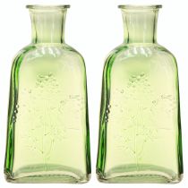 Article Vase bouteille en verre avec motif bouteille en verre vert H19cm 2pcs