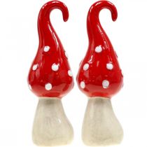 Article Champignons décoratifs en céramique rouge blanc Ø5cm H15.5cm 2pcs