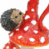 Amanite mouche avec décoration hérisson champignon décoration automne H14cm 2pcs