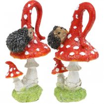 Article Amanite mouche avec décoration hérisson champignon décoration automne H14cm 2pcs