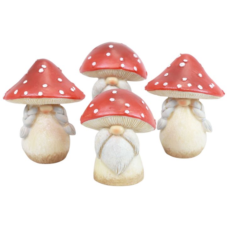 Article Amanite tue-mouches Décoration Champignons Décoration d&#39;automne Rouge Blanc Ø6cm H7.5cm 4 pcs
