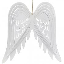 Ailes à suspendre, décoration de l&#39;Avent, ailes d&#39;ange en métal Blanc H29.5cm L28.5cm