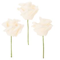 Article Roses artificielles crème 10 cm fleur sur tige 100 pièces